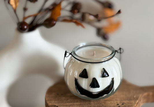 Jack O’ Lantern Pumpkin 12oz Candle (Clear)